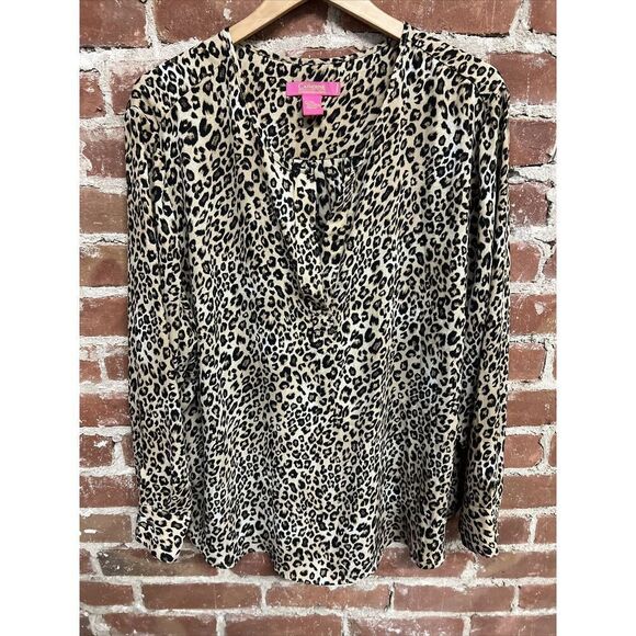 Catherines Women's Cheetah Print Plus Size Blouse 3X - Picture 1 of 3